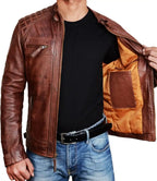Mens Cafe Racer Leather Jacket

