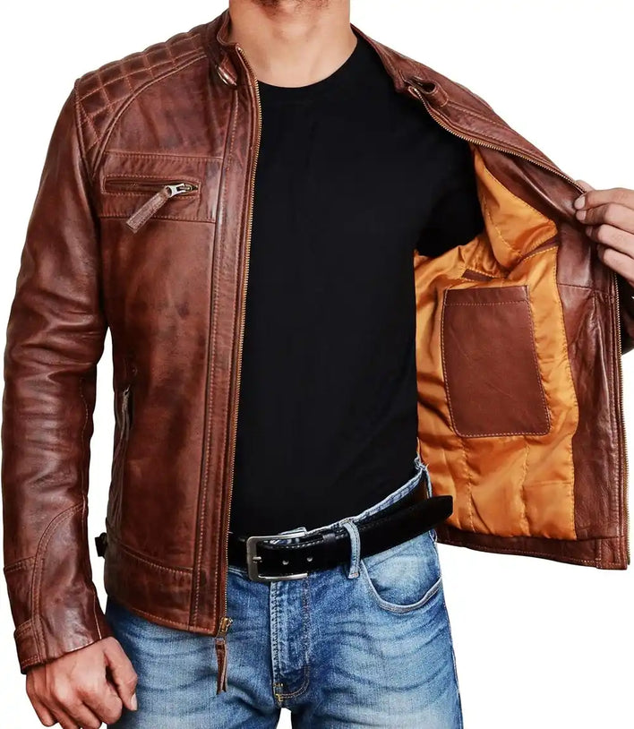 Mens Cafe Racer Leather Jacket

