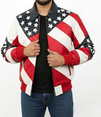 Mens American Flag Leather Jacket