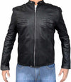 Mens Modern Wrinkled Lambskin Black Leather Jacket