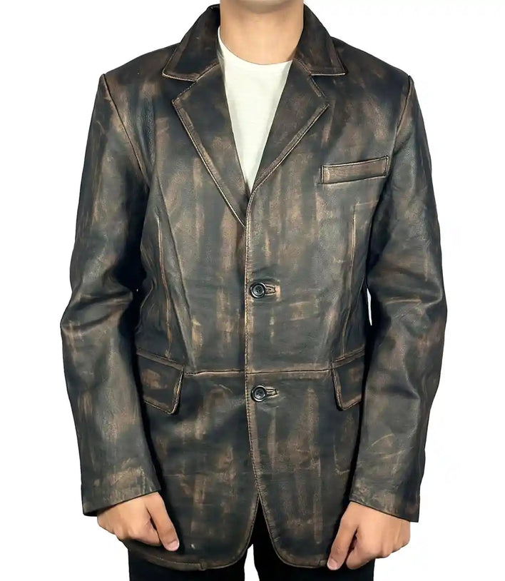 Distressed Leather Coat

