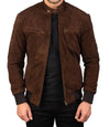 Brown Suede Bomber Jacket Mens

