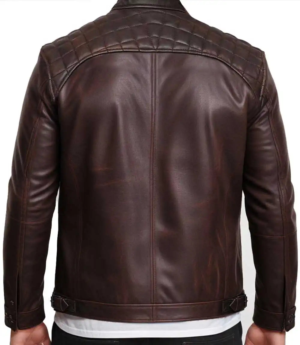 Distressed Brown Leather Jacket