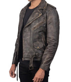 Distressed Leather Jacket Motorcycle for Sale

