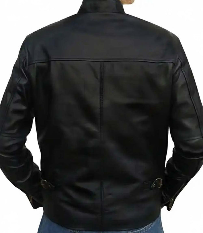 Mens Retro American Moto Biker Leather Jacket