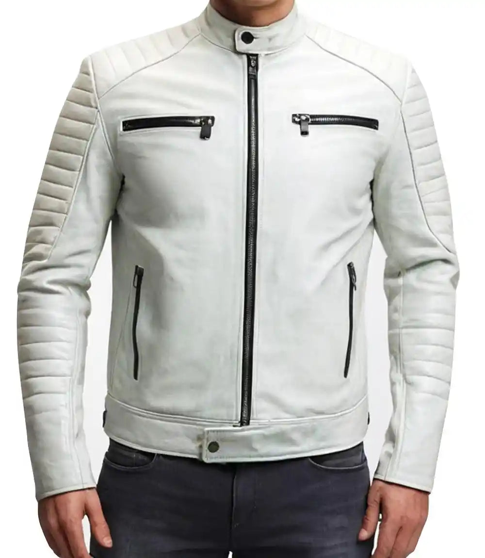 White Leather Moto Jacket