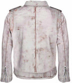 White Distressed Motorcycle Jacket