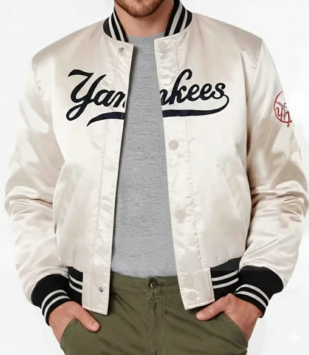 New York White Yankees Satin Jacket