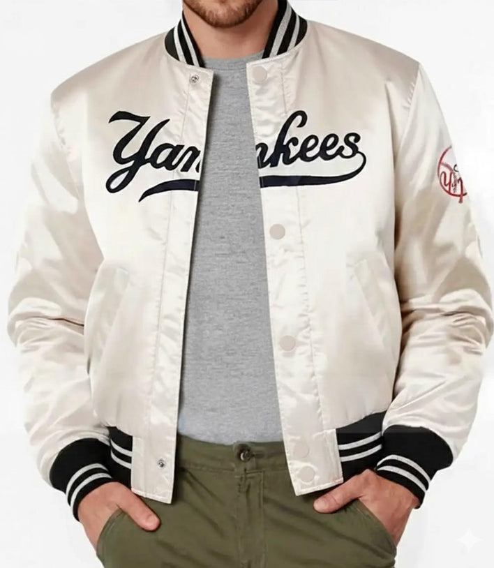 New York White Yankees Satin Jacket