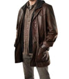 Brown Red One Leather Coat