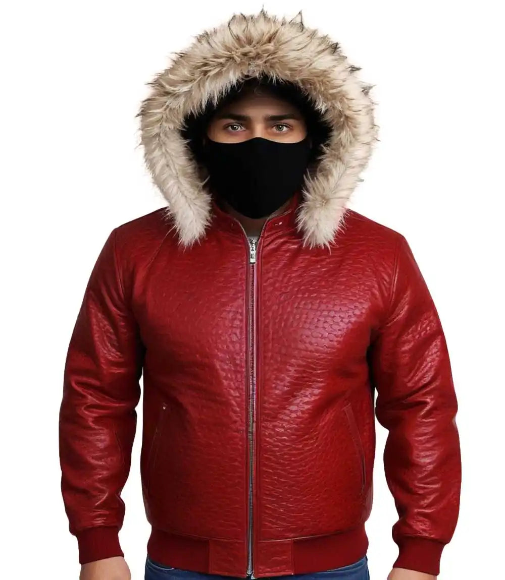 Leather Jacket With Hood

