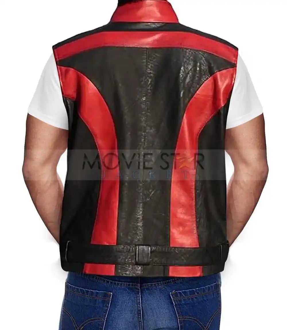 Black and Red Leather Vest
