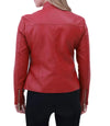 Women Red Slim Fit Petite Moto Leather Jacket