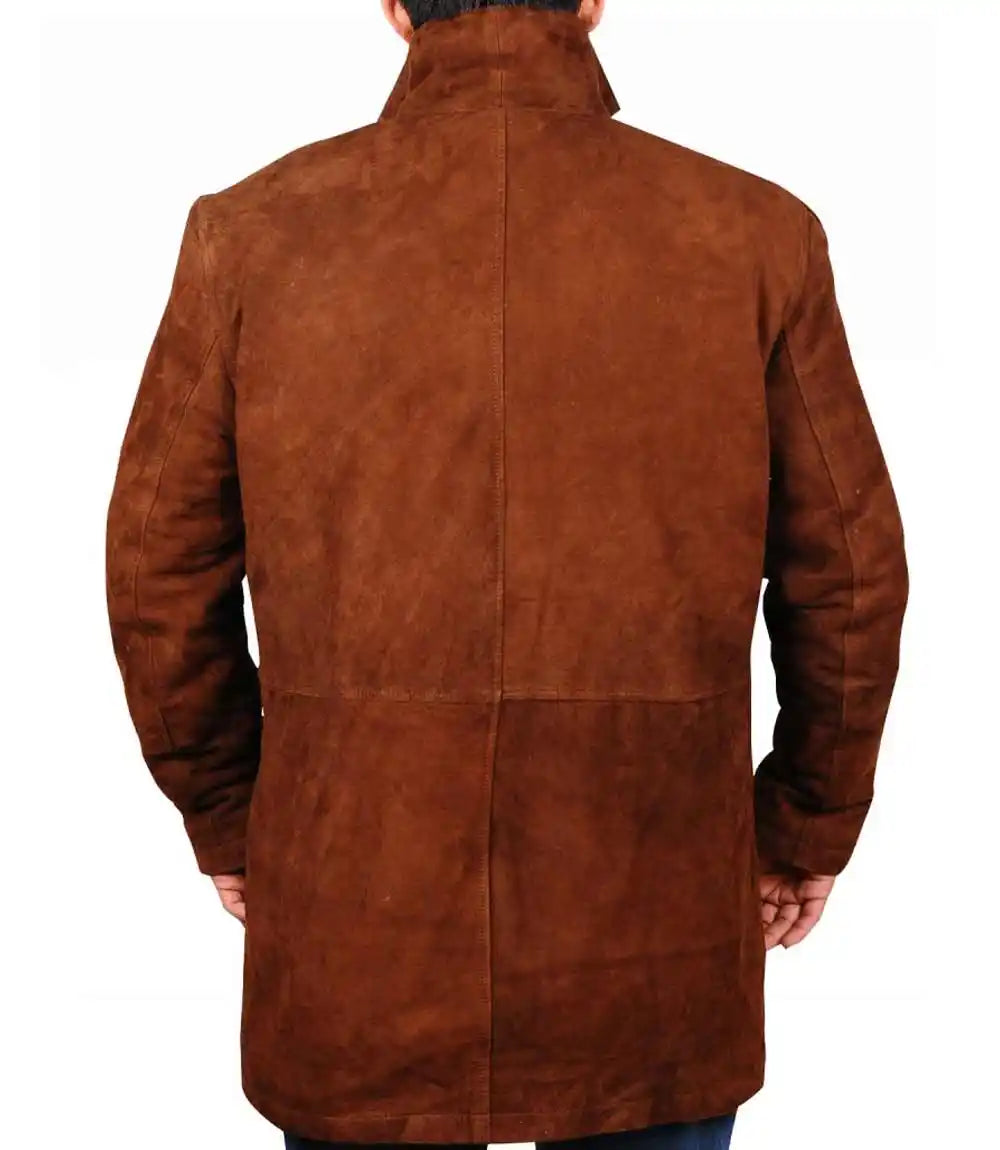 Brown leather coat on a white background