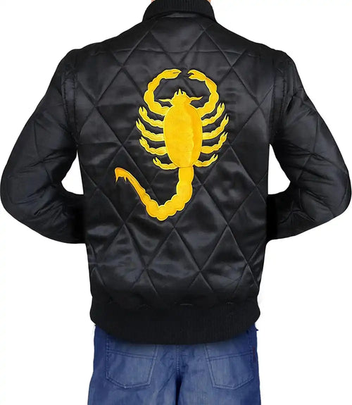 Black Drive Jacket With Golden Scorpion - Moviestarjacket.com
