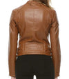 Womens Brown Slimming Moto Leather Jacket