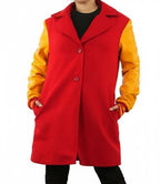 Two-Tone Yellow & Red Wool Blend Trench Coat