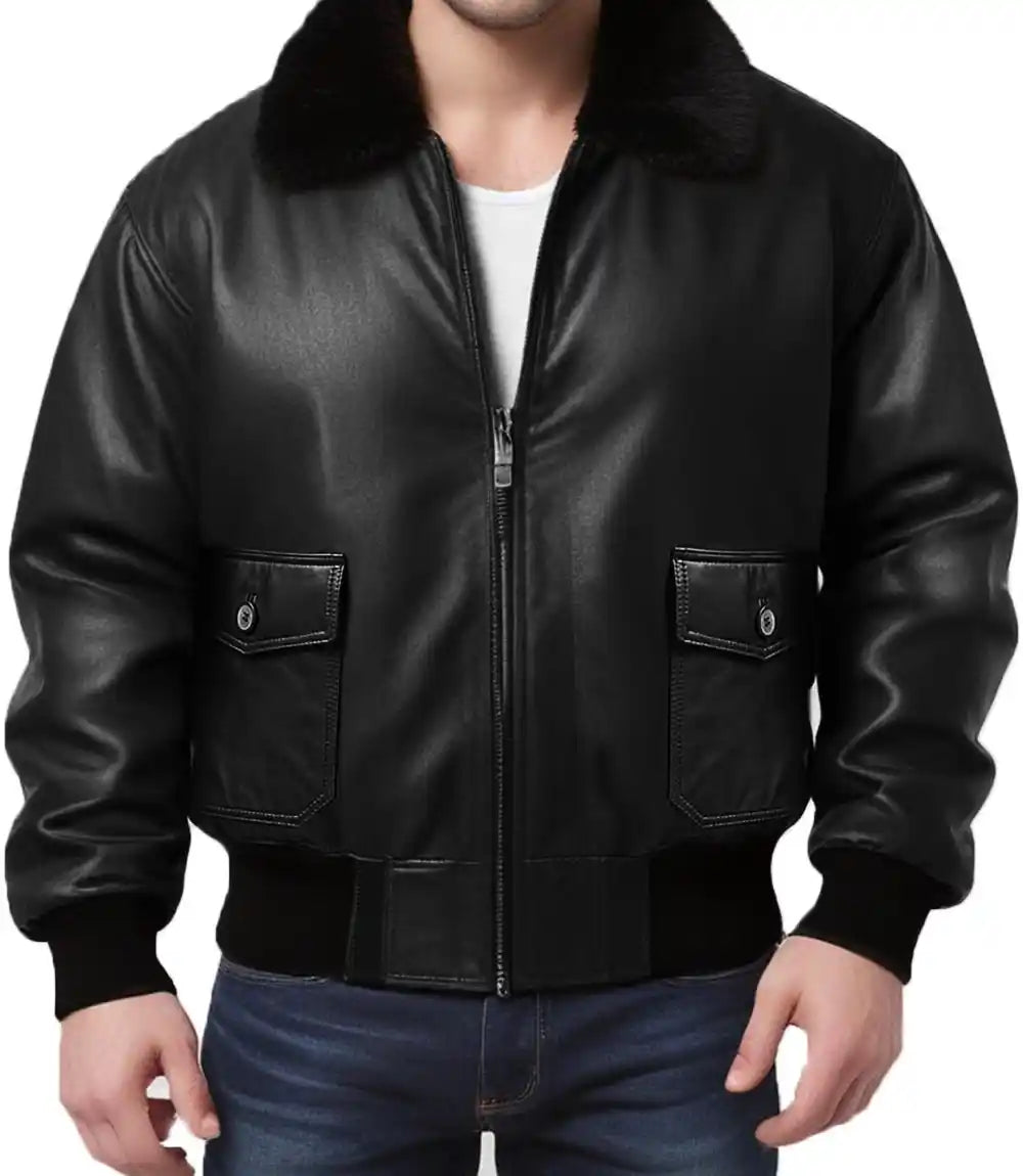 Flight Bomber Leather Jacket

