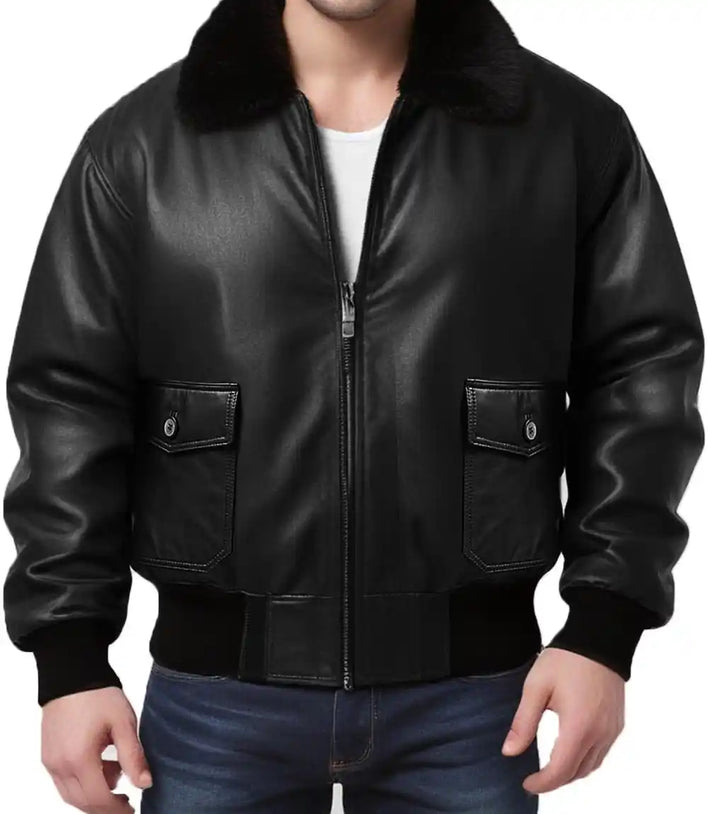 Flight Bomber Leather Jacket

