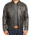 Mens Retro Distressed Brown Biker Leather Jacket