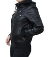 Black Women Jacket With Detachable Hood

