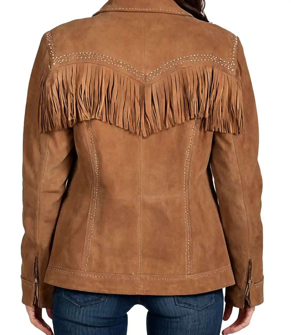 Women Brown Leather Cowgirl Jacket

