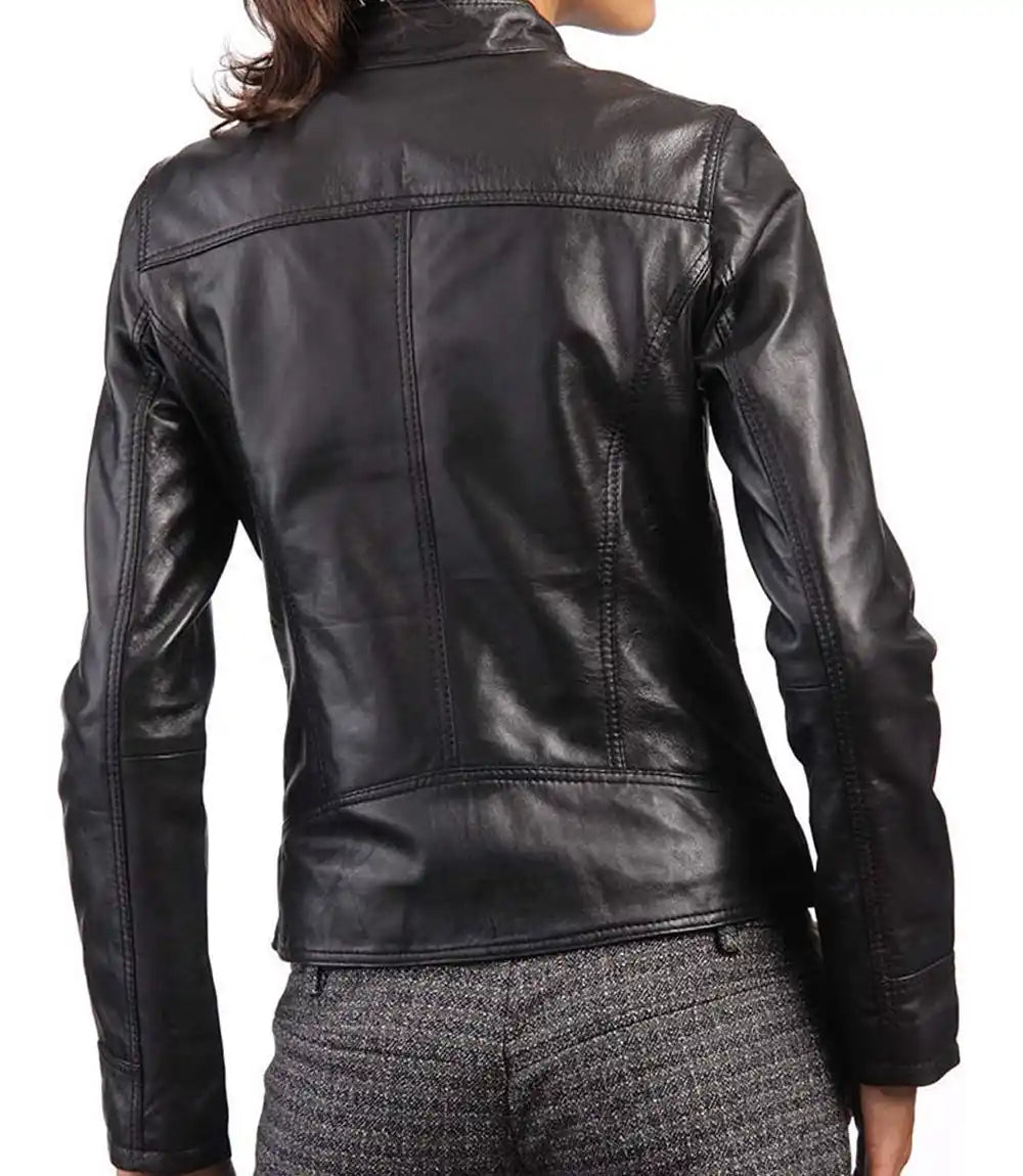 Cropped Black Leather Jacket