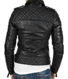 Womens Petite Black Quilted Leather Jacket