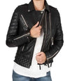 Womens Petite Black Quilted Leather Jacket