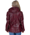 Genuine Leather Jacket Womens With Hood Burgundy