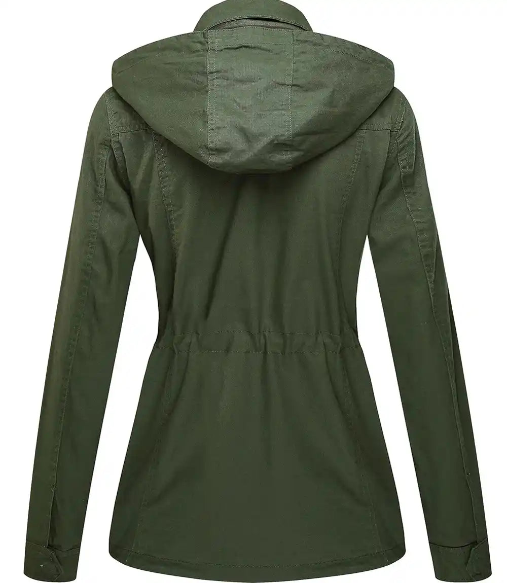 Green Cotton Jacket With Hood
