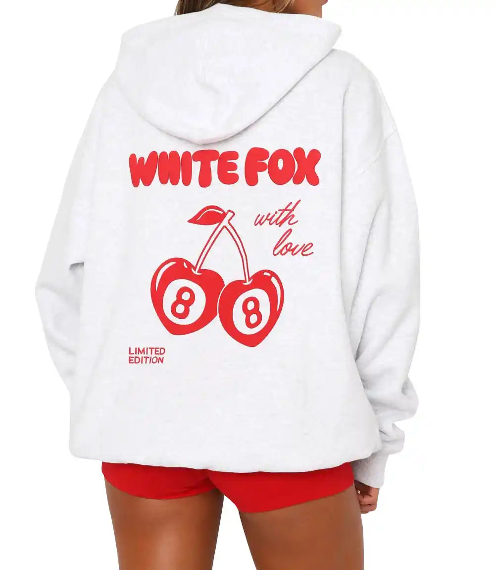  Womens White Fox with Love Hoodie