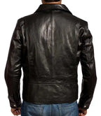 Black Leather Biker Jacket For Men