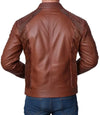 Distressed Brown Perforated Cafe Racer Leather Jacket