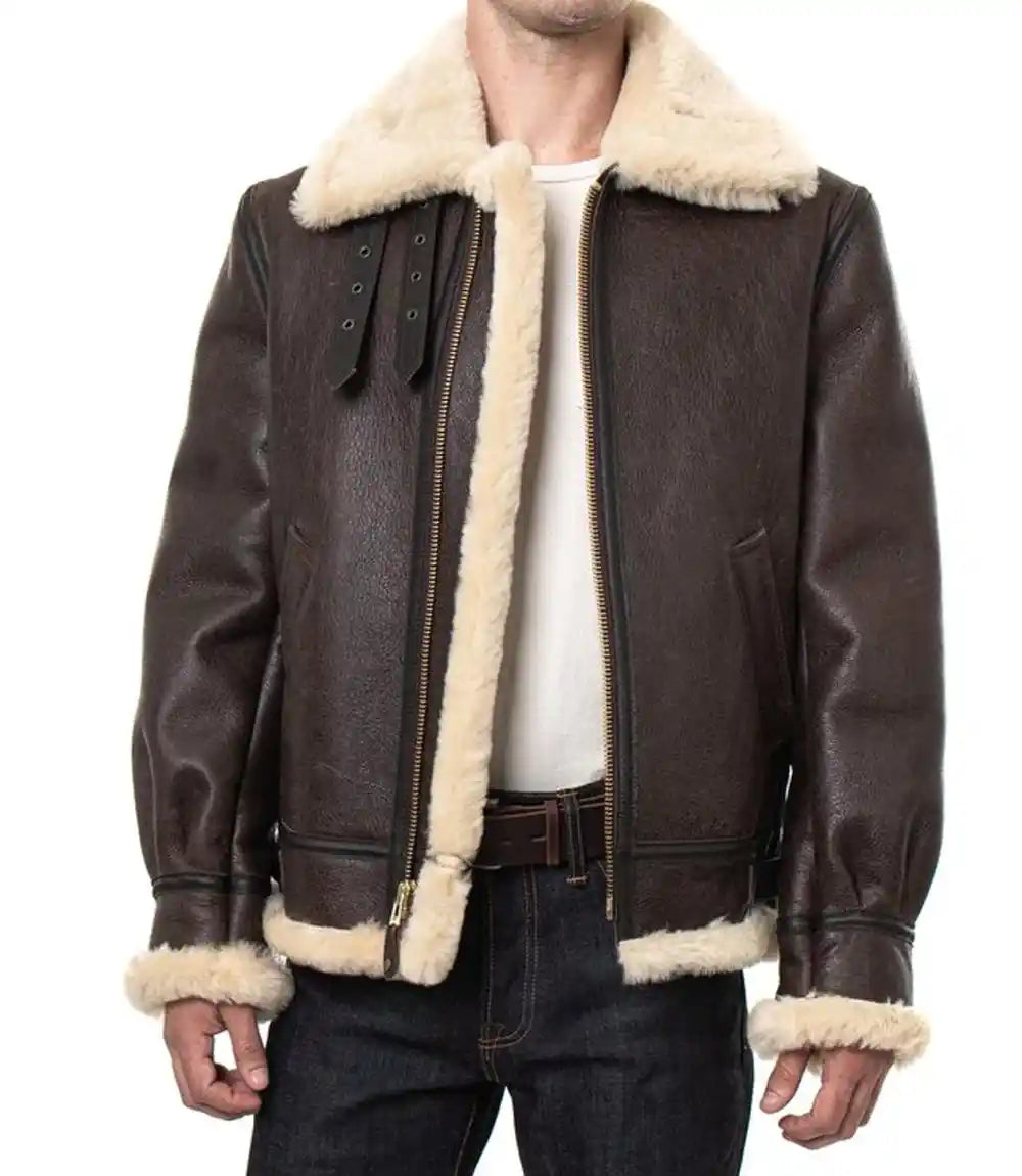 Leather Jacket with Fur Collar

