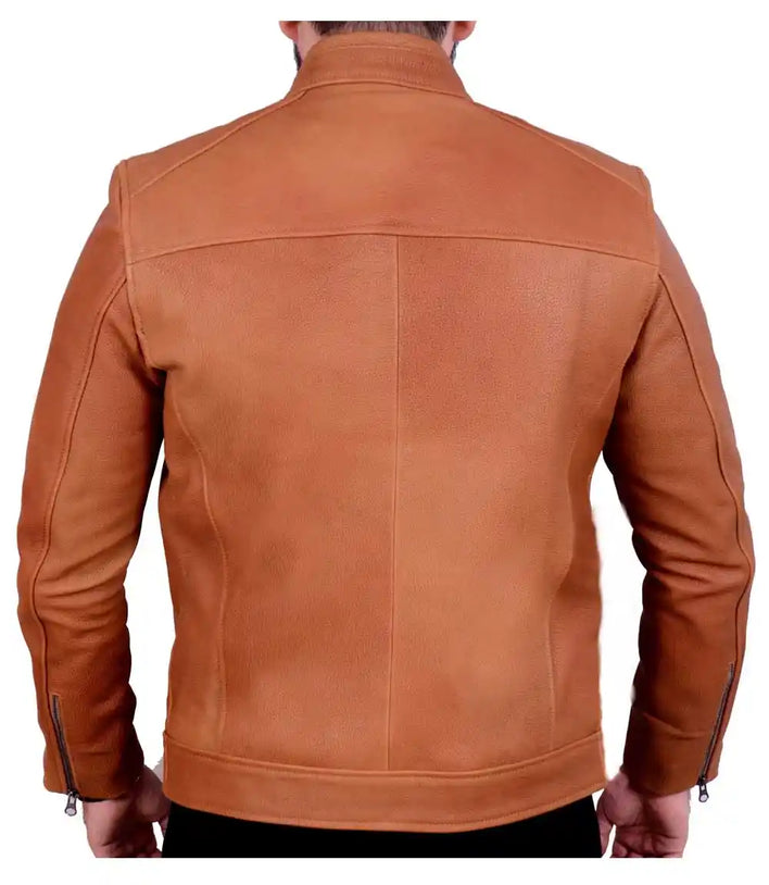 Cognac Italian Leather Biker Jacket