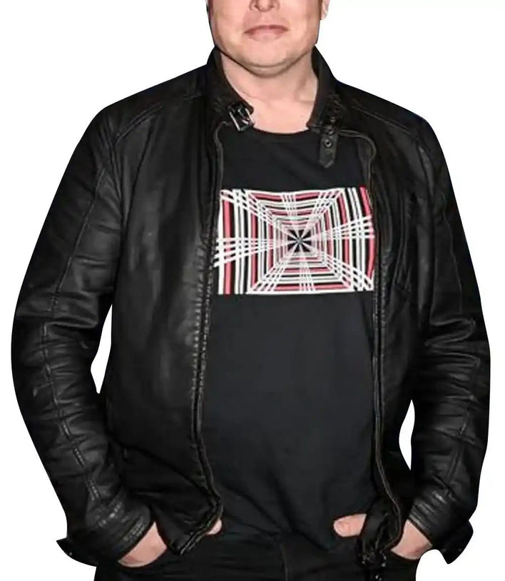 Elon Musk Black Leather Jacket - MovieStarJacket
