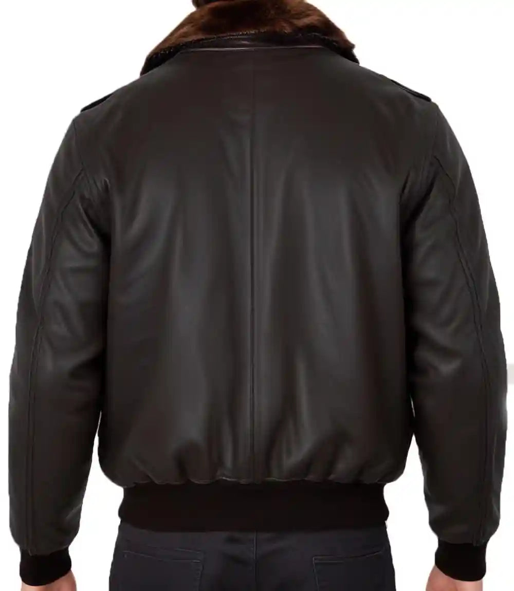 Mens Brown Flight Bomber Genuine Leather Jacket