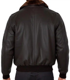 Mens Brown Flight Bomber Genuine Leather Jacket