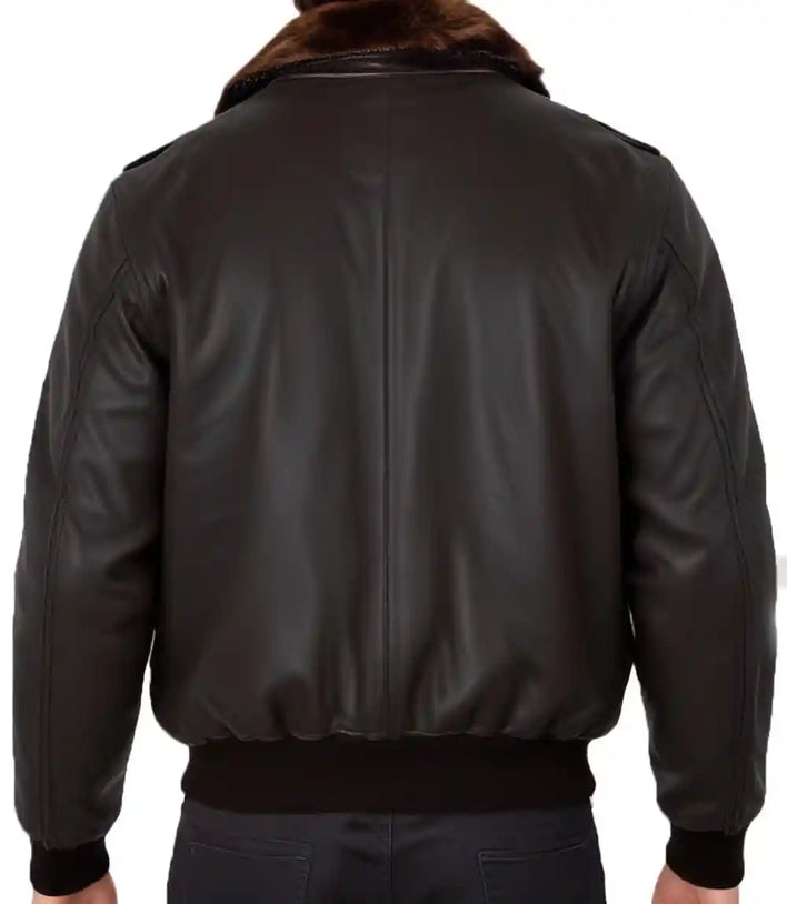 Mens Brown Flight Bomber Genuine Leather Jacket