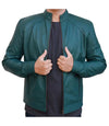 Green Leather Moto Jacket