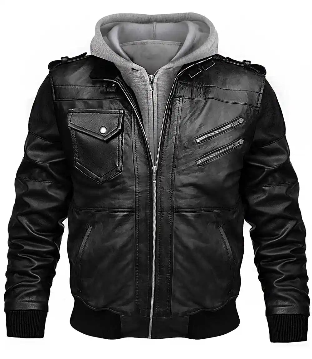 Leather Jacket With Hood Vintage

