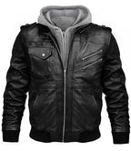 Leather Jacket With Hood Vintage

