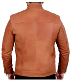 Mens Biker Cognac Leather Jacket - MovieStarJacket