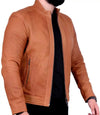 Mens Biker Cognac Leather Jacket - MovieStarJacket