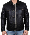 Mens Black Lambskin Trucker Leather Jacket - MovieStarJacket
