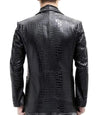 Mens Black Leather Alligator Texture Blazer Coat - MovieStarJacket
