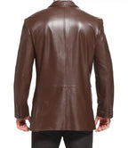 Mens Genuine Leather Brown Blazer Jacket - MovieStarJacket