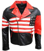 Mens USA Flag American Biker Leather Jacket - MovieStarJacket