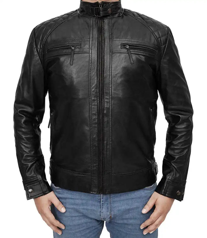 Mens Quilted Leather Jacket

